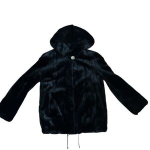 Black Fur Coat With Hood